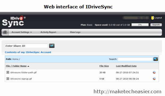 IDrivesync web interface