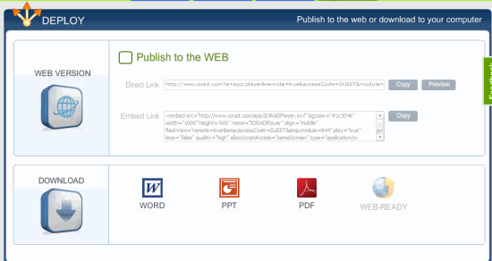 Embed Recording or Download ad PDF, Word Document