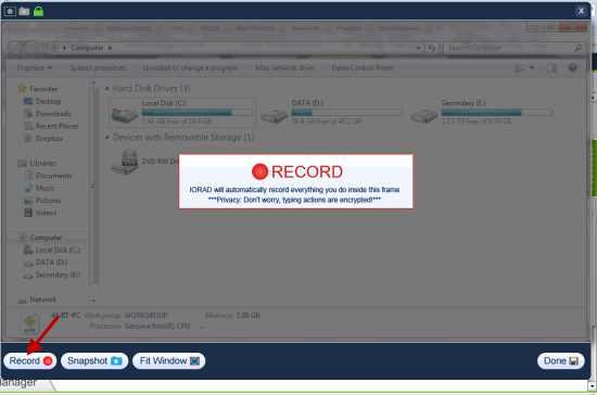 Start Application Recording IORAD