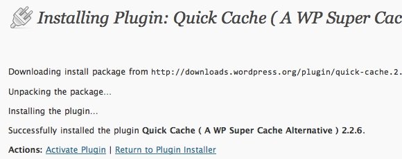 Speed WordPress - Plugin Install - Quick Cache