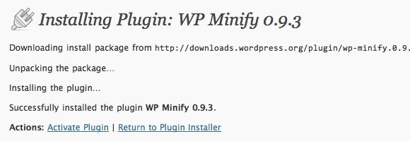 Speed WordPress - Plugin Install - WP Minify