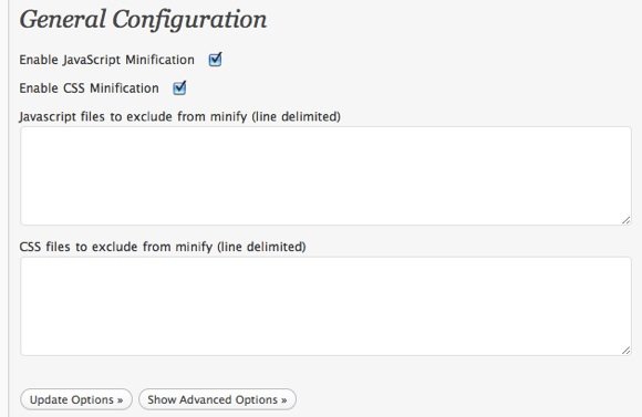 Speed WordPress - WP Minify - Configuration
