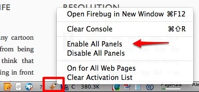 YSLow Enable Firebug on the page