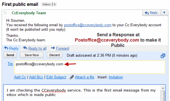 Send Response to an Email and Make it Public