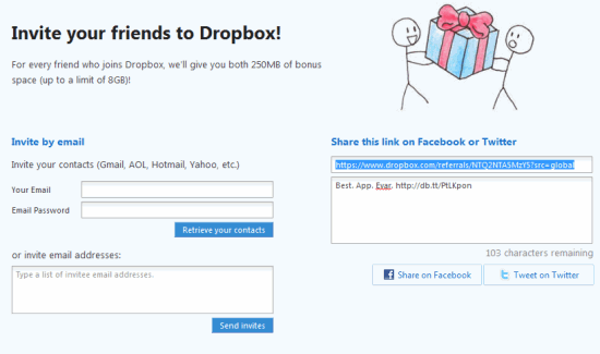 Earn More Dropbox Space By Referring Friends