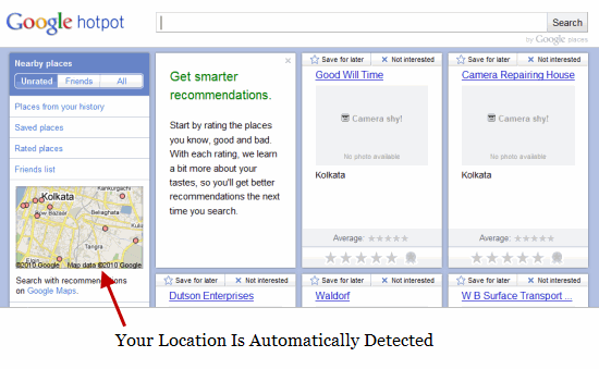 Google HotPot Location Detected Google HotPot Location Detected