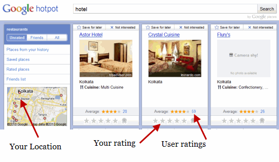 Google Hotpot local search results Google Hotpot local search results