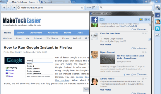 Rockmelt Facebook News feed