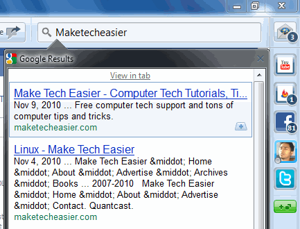 RockMelt Search Results