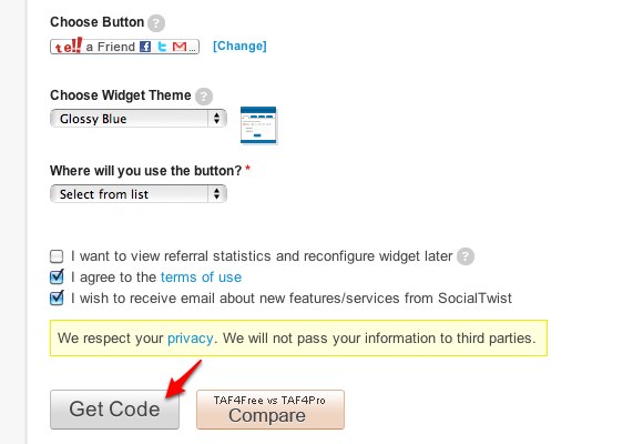 TAF Signup - Get Code