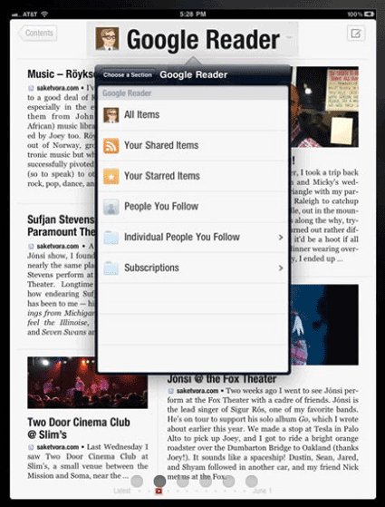 Flipboard integrates Google Reader feeds