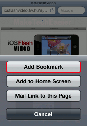 iPhone Add Bookmark