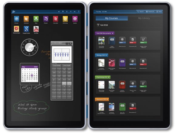 Kno tablet desktop with dual screens