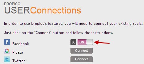 Dropico Social upload on