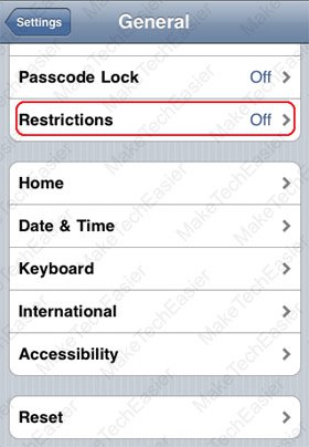 iPhone Settings General Restrictions