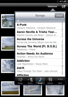 ipad slideshow add music