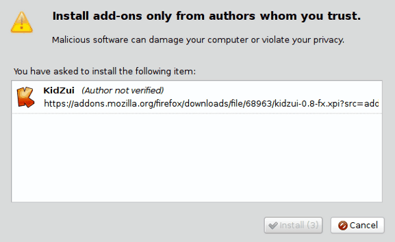 Kidzui Firefox extension installation