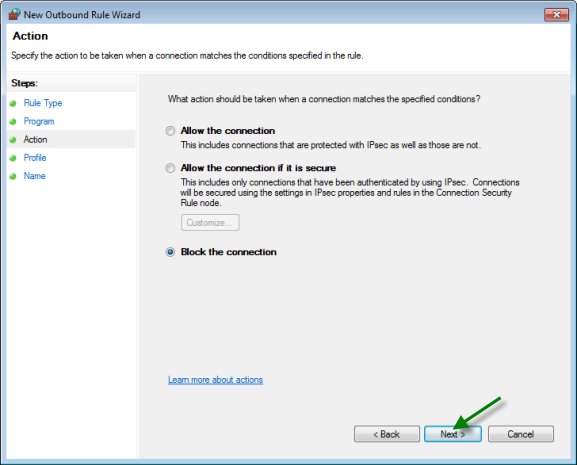 win7sec firewall block connection