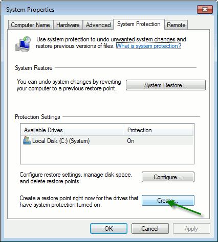 win7sec system protection tab