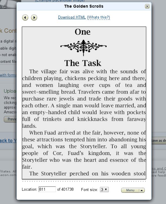 Kindle Direct Publishing preview screenshot