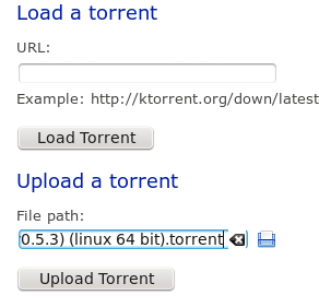 KTorrent web interface upload torrent