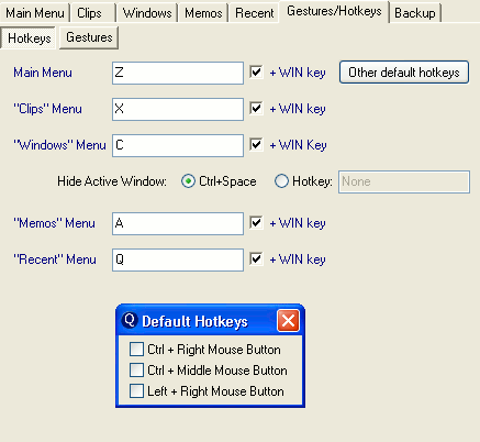 quick cliq hotkey default