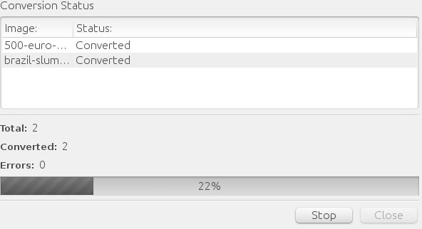 Converseen conversion dialog