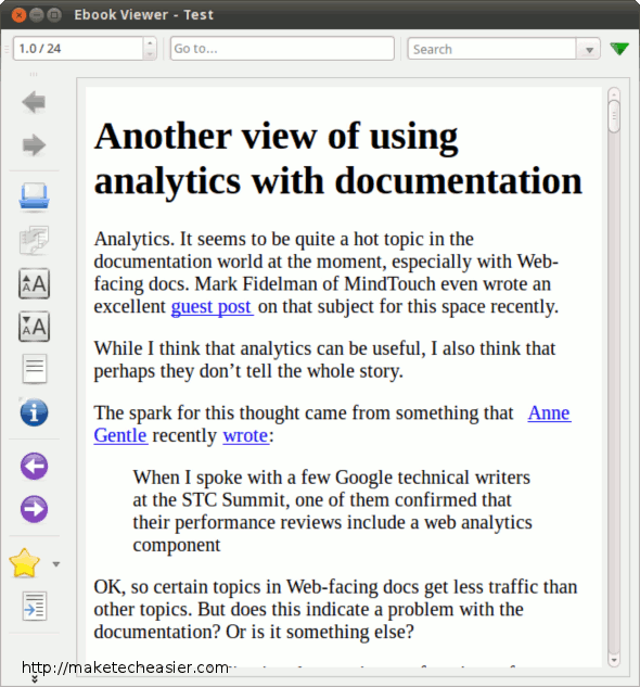Viewing an ebook in Calibre