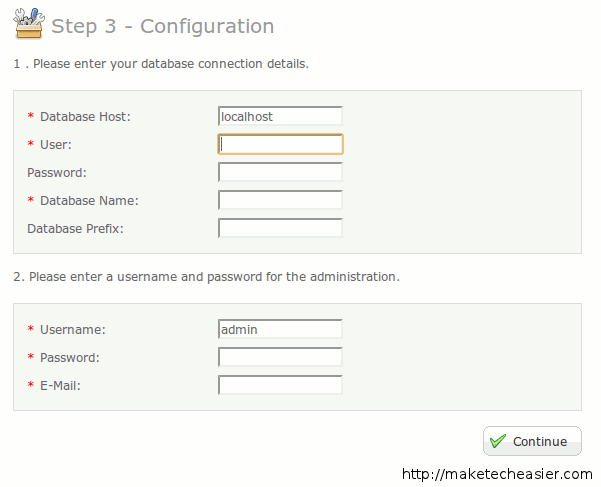 shoppingcart-enter-database-credential