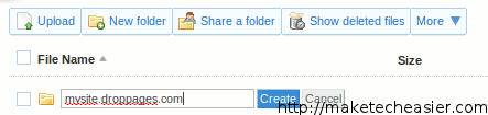 Creating a new folder in Dropbox