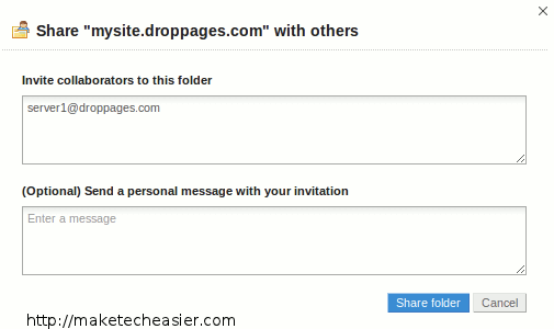 Sharing a folder in Dropbox, step 3