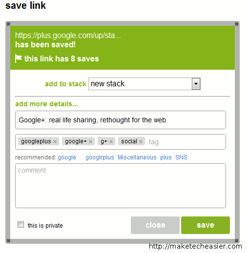 delicious-5 popup from bookmarklet