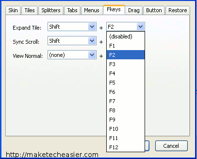 tile tab - 3 change default action