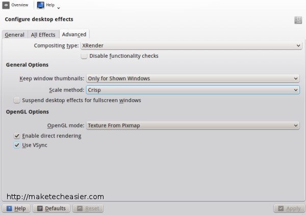 KDE desktop effects advanced settings