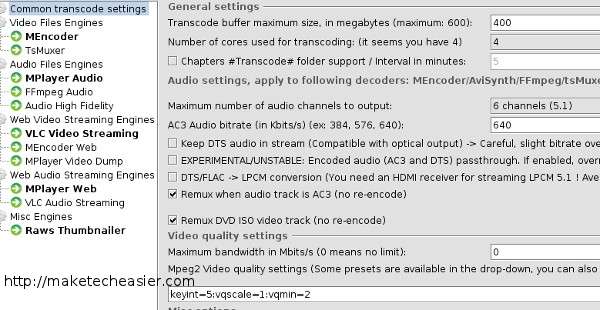 PMS transcoding settings