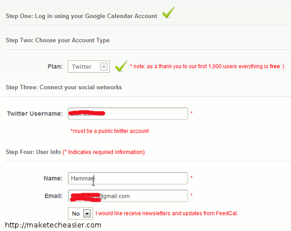 Feedcal Sign up Feedcal Sign up