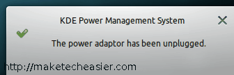 KDE power notification