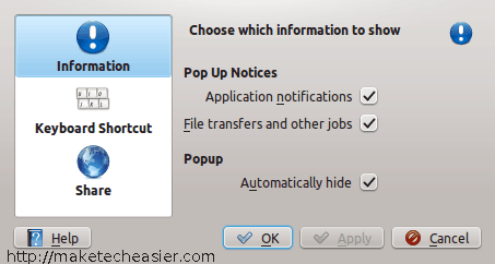 KDE notifications settings