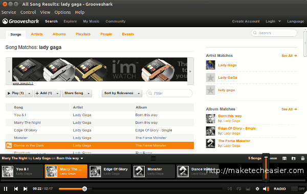 nuvolaplayer-grooveshark-playing