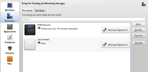 Kmail account settings