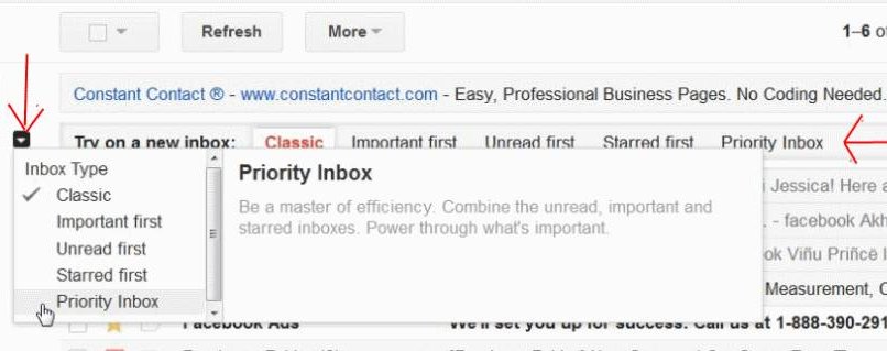 Gmail-inbox options Gmail-inbox-options