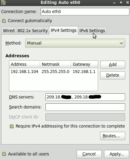 HomeNetwork-configure-static