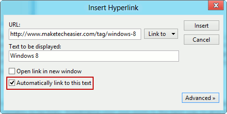 Automatically link to this text