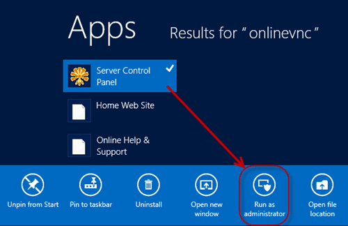 OnlineVNC run as administrator