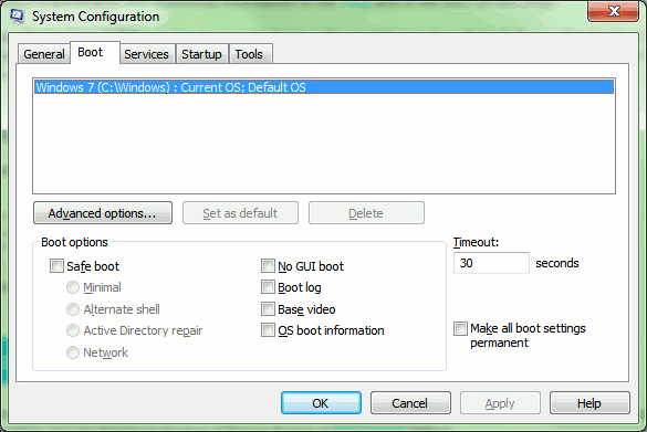 winhelp msconfig boot