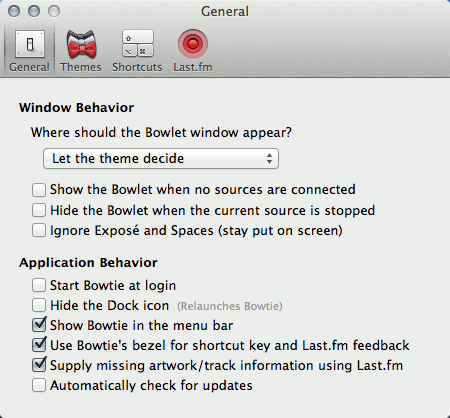 Bowtie Preferences: Window Behavior and Application Behavior Bowtie Preferences: Window Behavior and Application Behavior