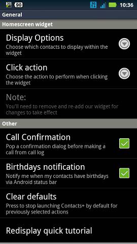 Contacts+ settings