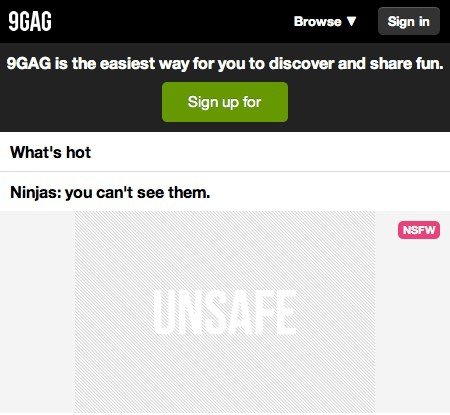 Unsafe images on 9gag via Instafun for Mac.
