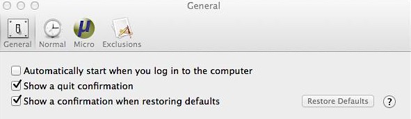 Time Out Free for Mac - General Settings
