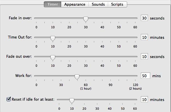 Time Out Free for Mac - Normal Settings